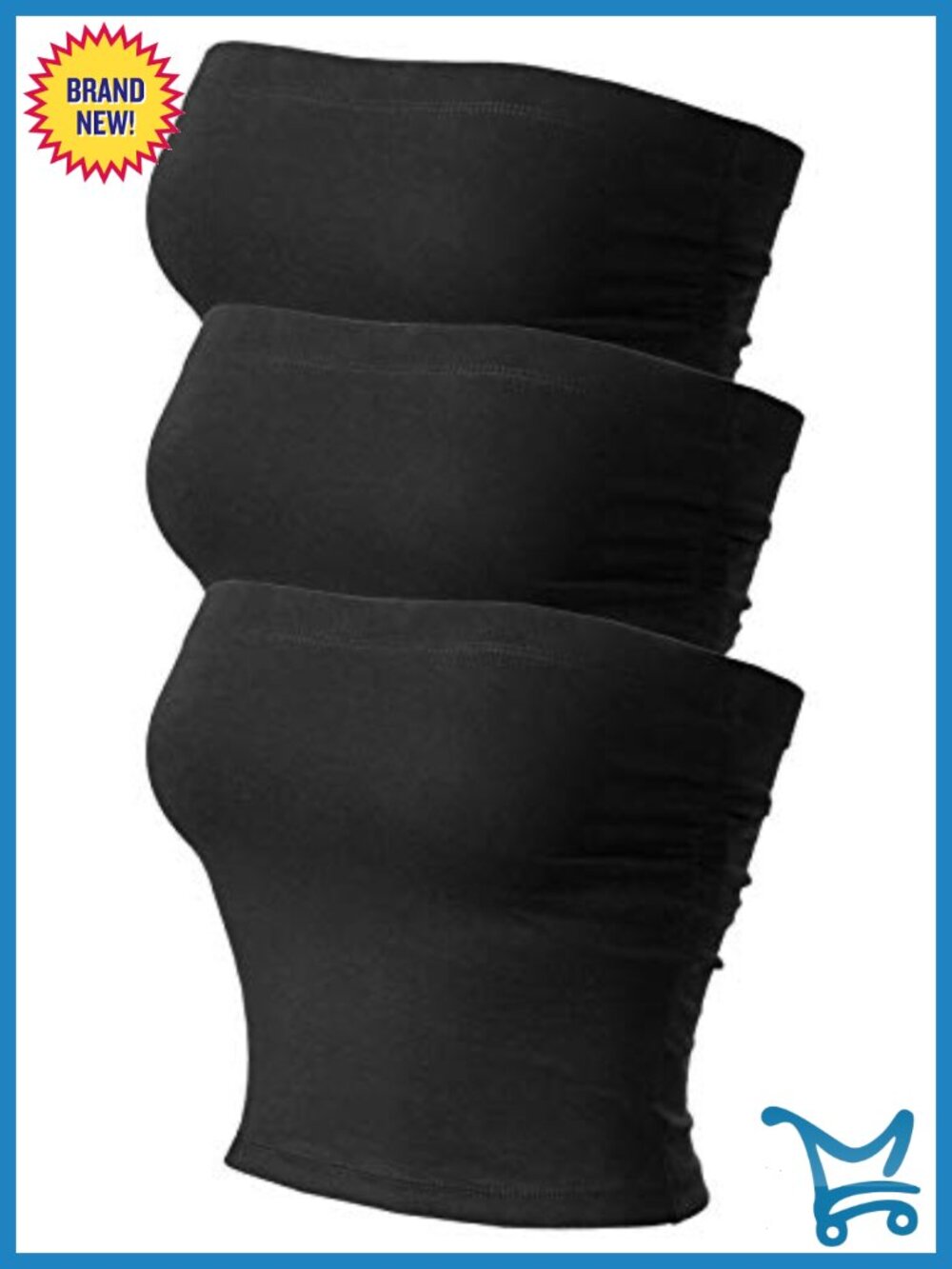 MixMatchy 3-Pack Double-Lined Cotton Tube Tops Ruched Strapless Bandeau